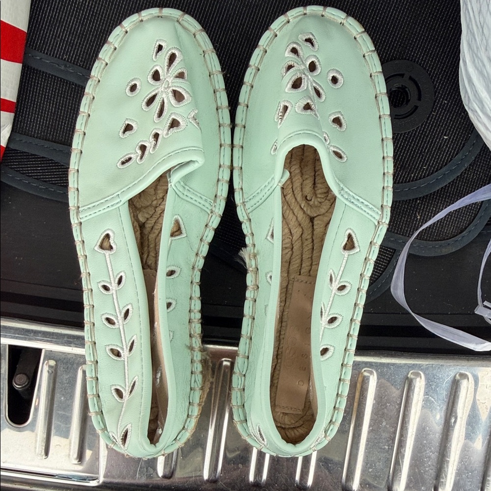 ASOS Mint Green Cutout Slip-On Loafers